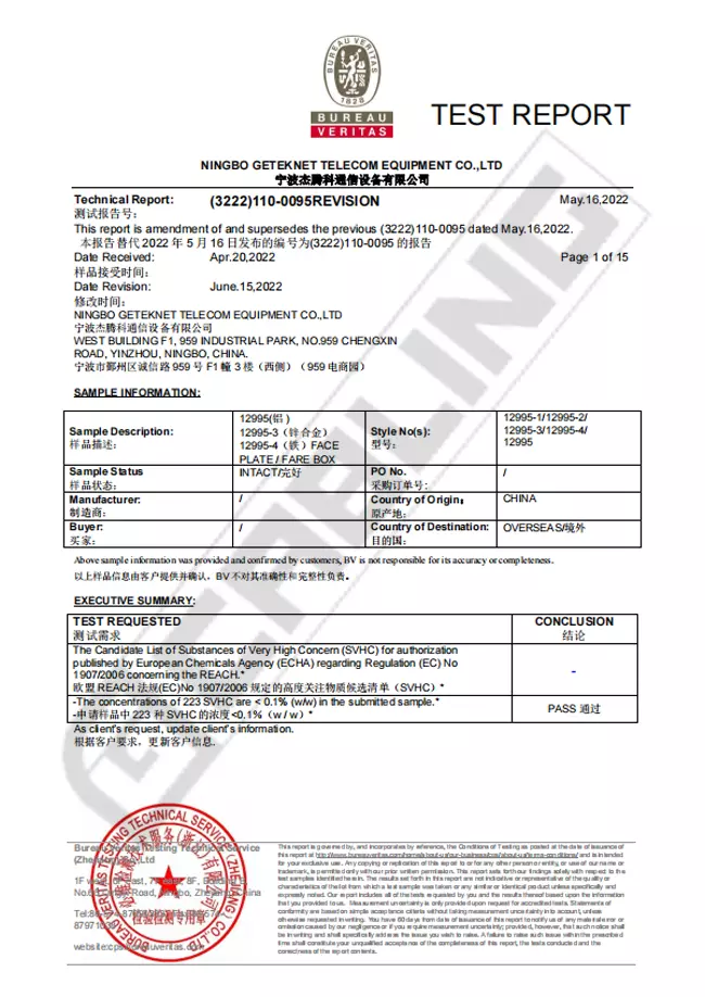 Iron Plate Test Report-BV Iron Plate Test Report-BV
