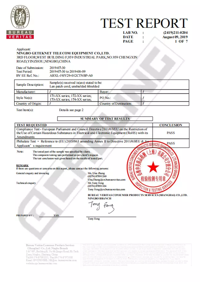 Standard & Certificate GcablingOptical Fiber Products Supplier