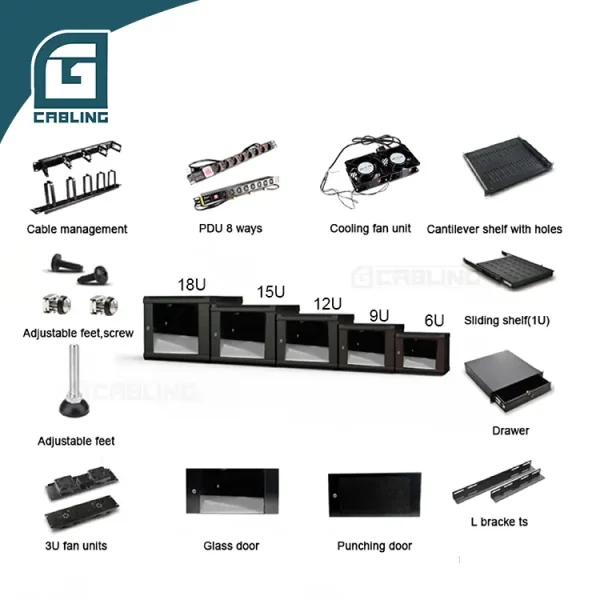 Gcabling 22U 570*600mm Disassembled 19″ Wall Mount Server Rack Network ...