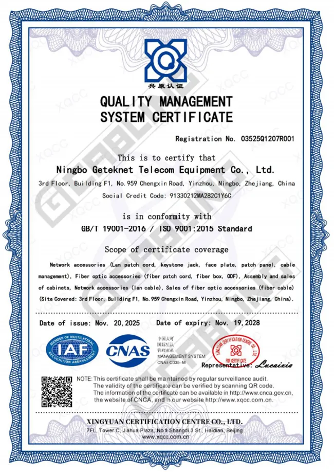 certificate ISO 9001 2026
